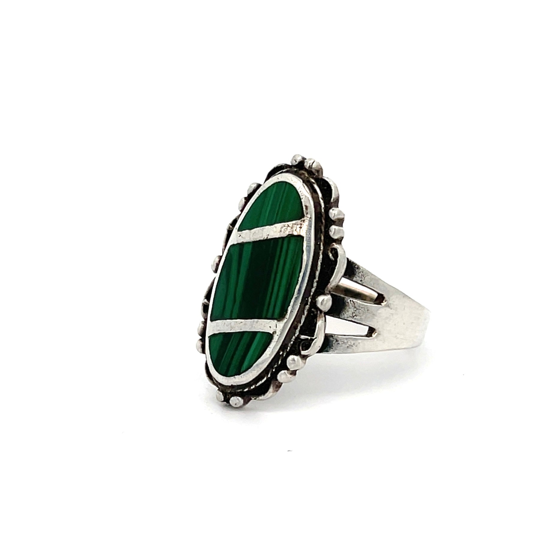 Malachite Inlay Ring Size – Silver Raven Studio - Main Image