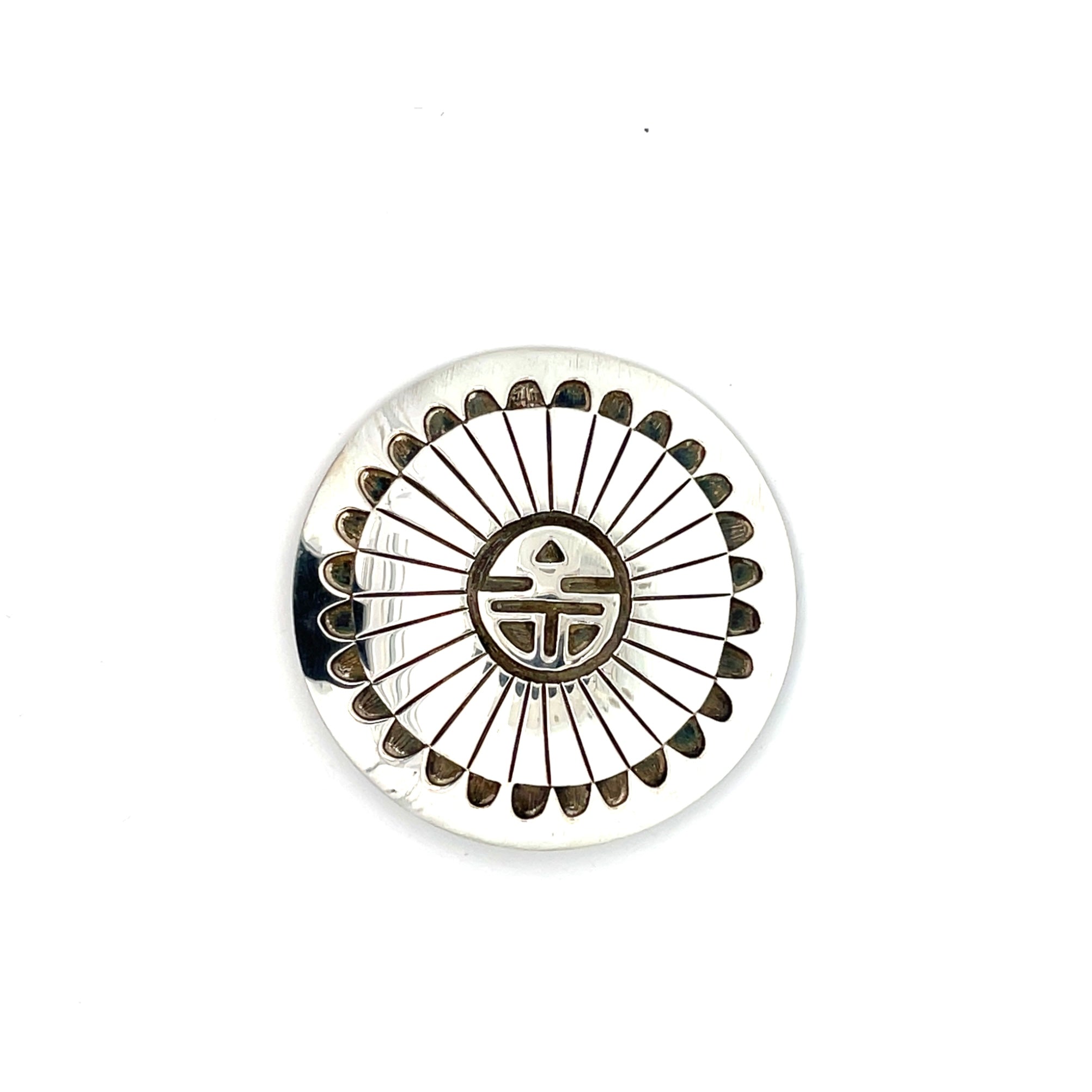 Navajo Stanley Gene, Sterling Silver Overlay Brooch Pin – Silver