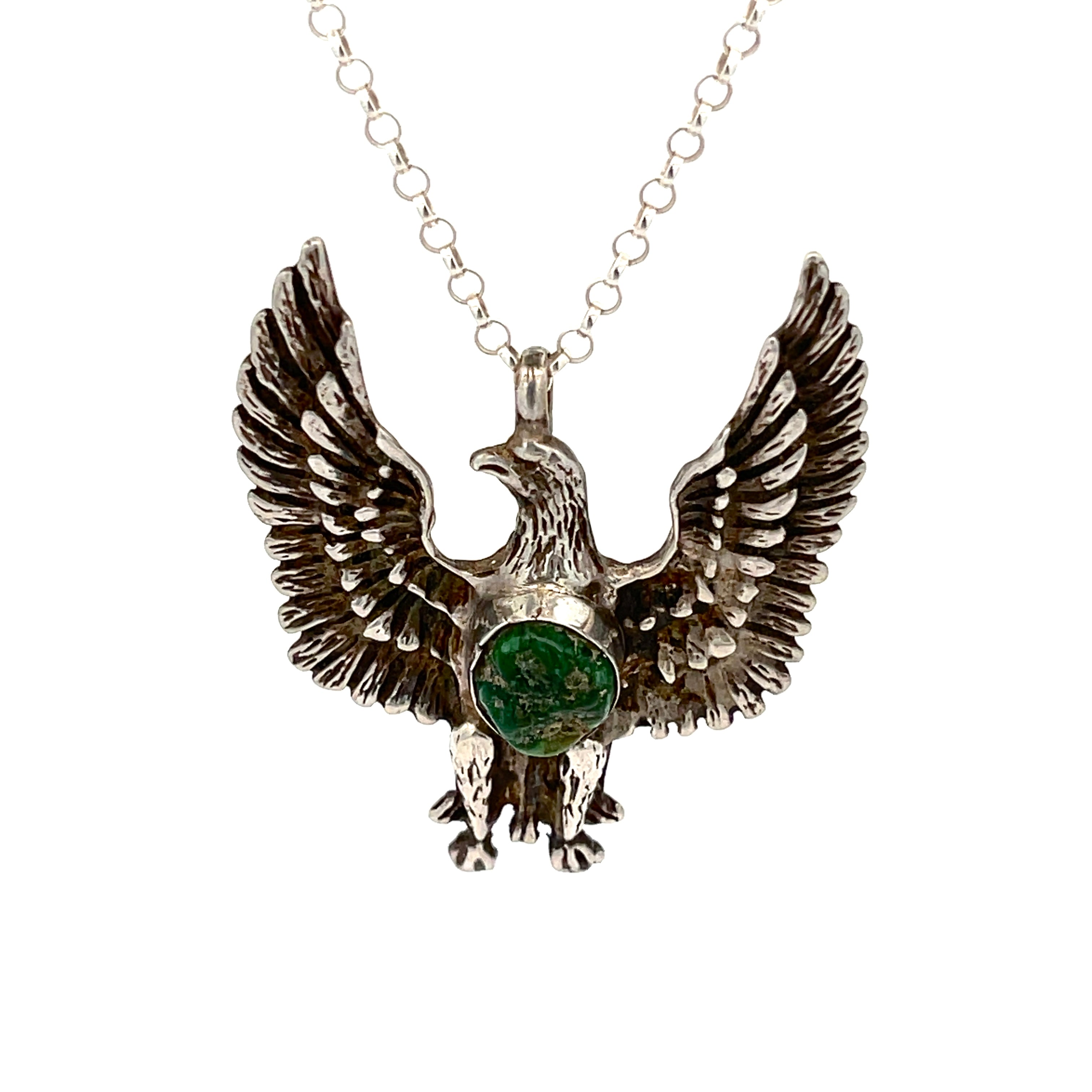 Turquoise Eagle Pendant – Silver Raven Studio