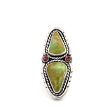 Turquoise & Tourmaline Statement Ring - Size 9-9.25