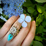 Turquoise Amethyst Nautilus Ring - Size 7.5