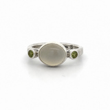 Moonstone Peridot Ring - Size 9