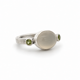 Moonstone Peridot Ring - Size 9