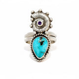 Turquoise Amethyst Nautilus Ring - Size 7.5