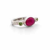 Tourmaline Peridot Ring - Size 8.25