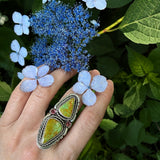 Turquoise & Tourmaline Statement Ring - Size 9-9.25