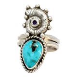 Turquoise Amethyst Nautilus Ring - Size 7.5