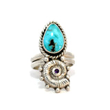 Turquoise Amethyst Nautilus Ring - Size 7.5