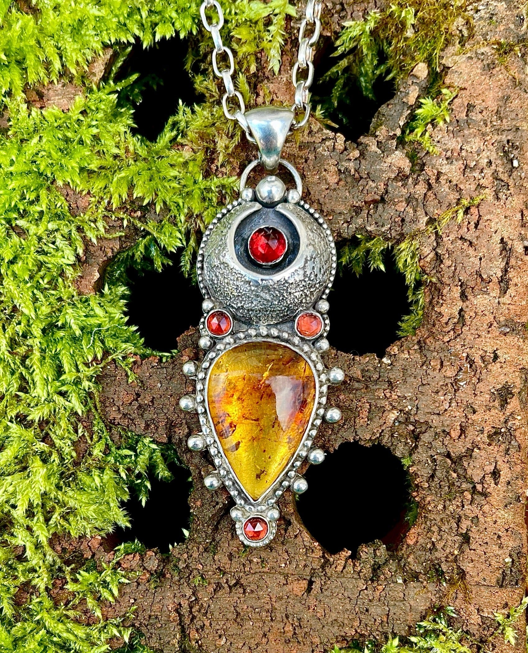 Amber Garnet Celestial Necklace