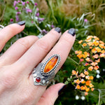 Amber Garnet Goddess Ring Size 8.5