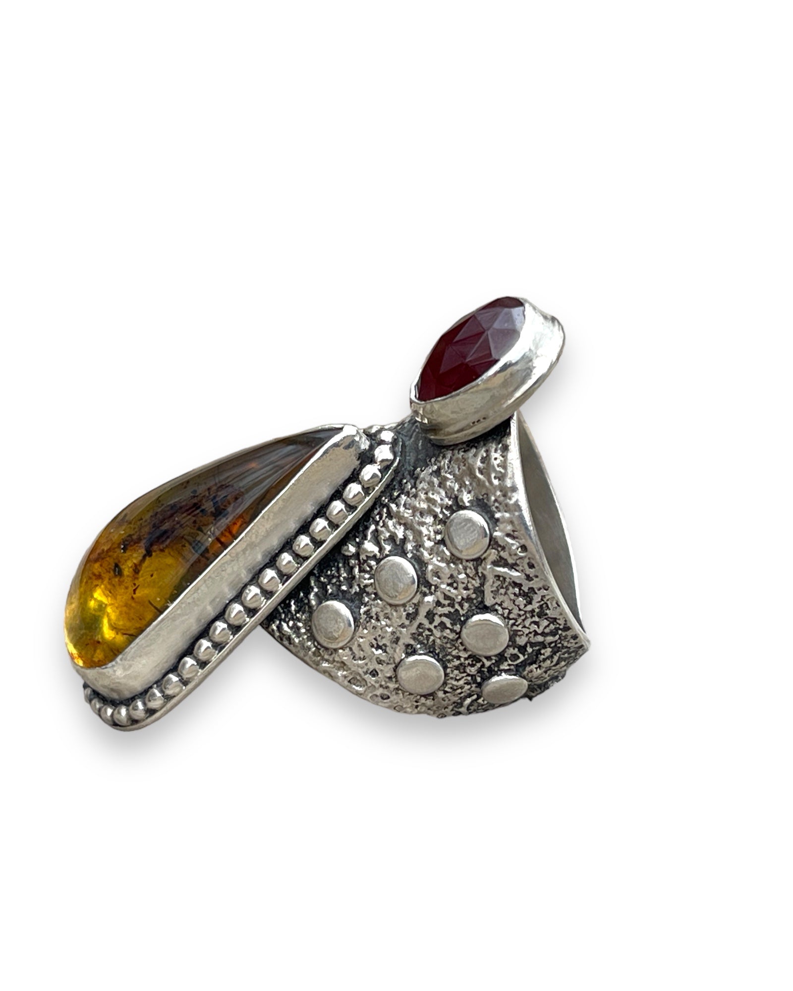 Amber Garnet Goddess Ring Size 9