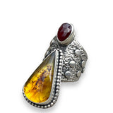 Amber Garnet Goddess Ring Size 9