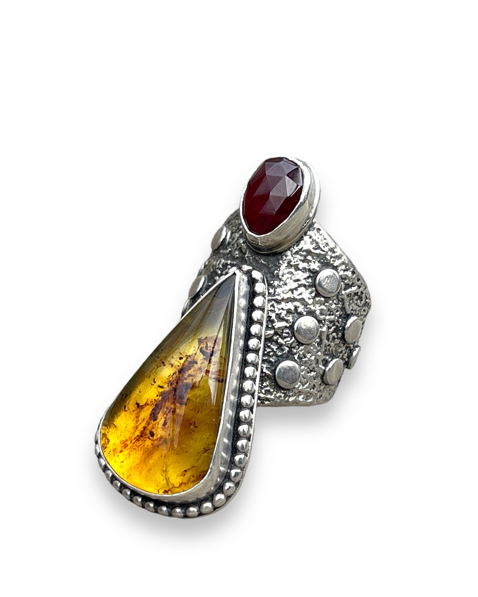 Amber Garnet Goddess Ring Size 9