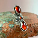 Amber Garnet Priestess Ring