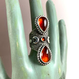 Amber Garnet Priestess Ring