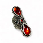 Amber Garnet Priestess Ring-Silver Raven Studio