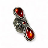 Amber Garnet Priestess Ring