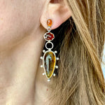 Amber Garnet Tourmaline Mismatch Earrings II