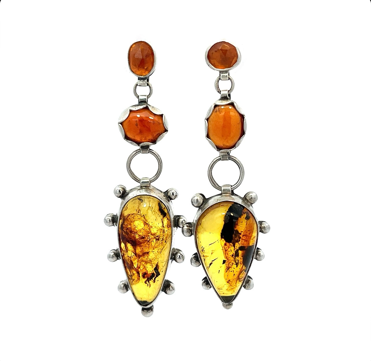 Amber Garnet Tourmaline Mismatch Earrings II