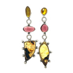 Amber Garnet Tourmaline Mismatch Earrings