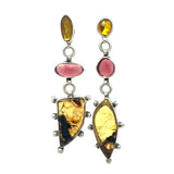 Amber Garnet Tourmaline Mismatch Earrings