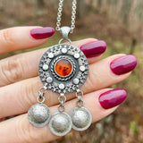 Amber Mandala Charm Necklace