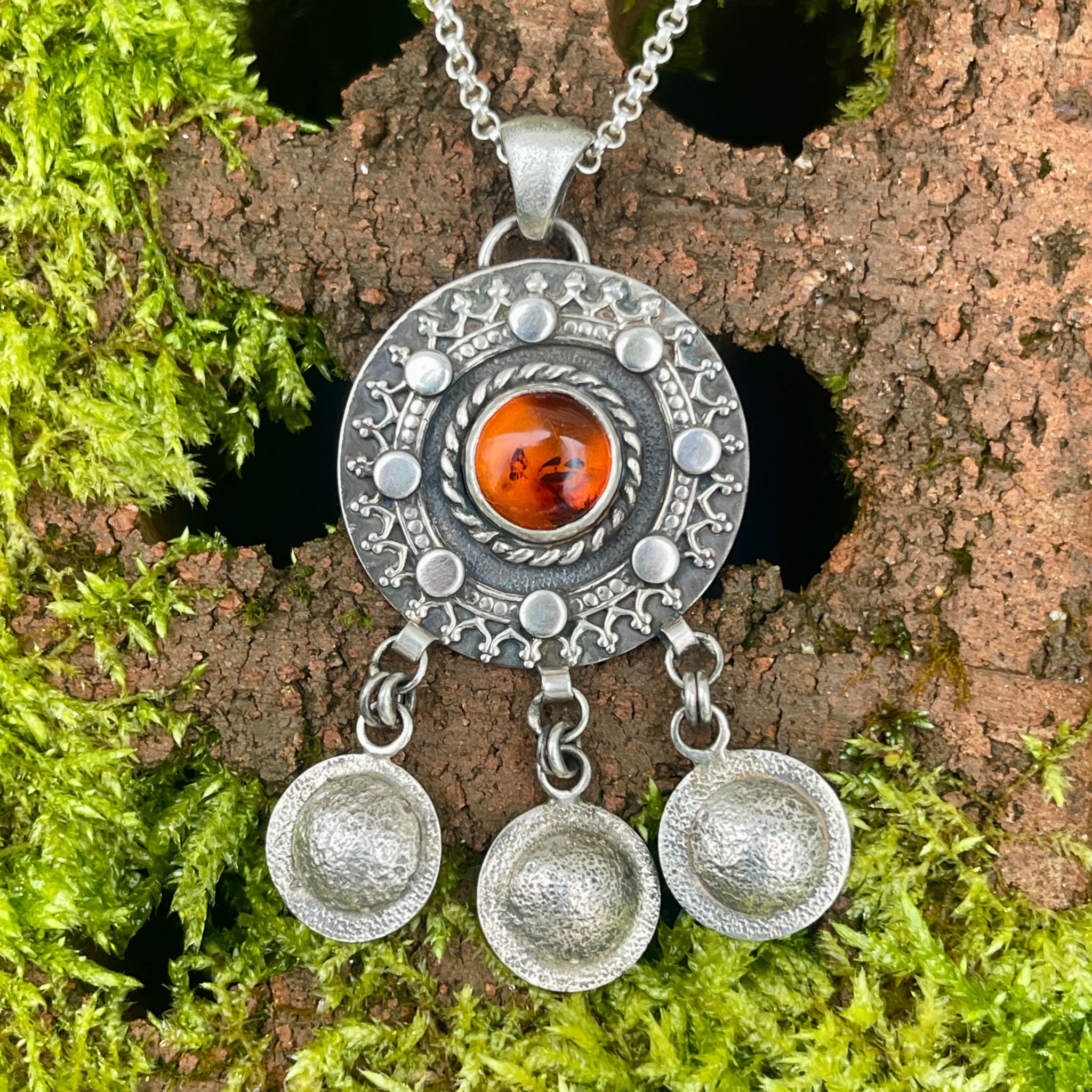 Amber Mandala Charm Necklace