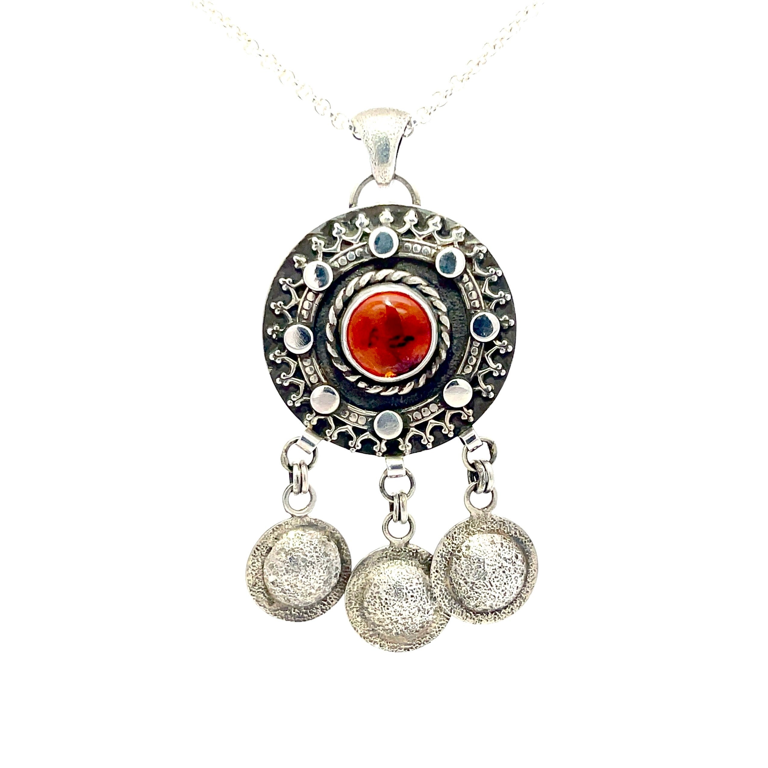 Amber Mandala Charm Necklace