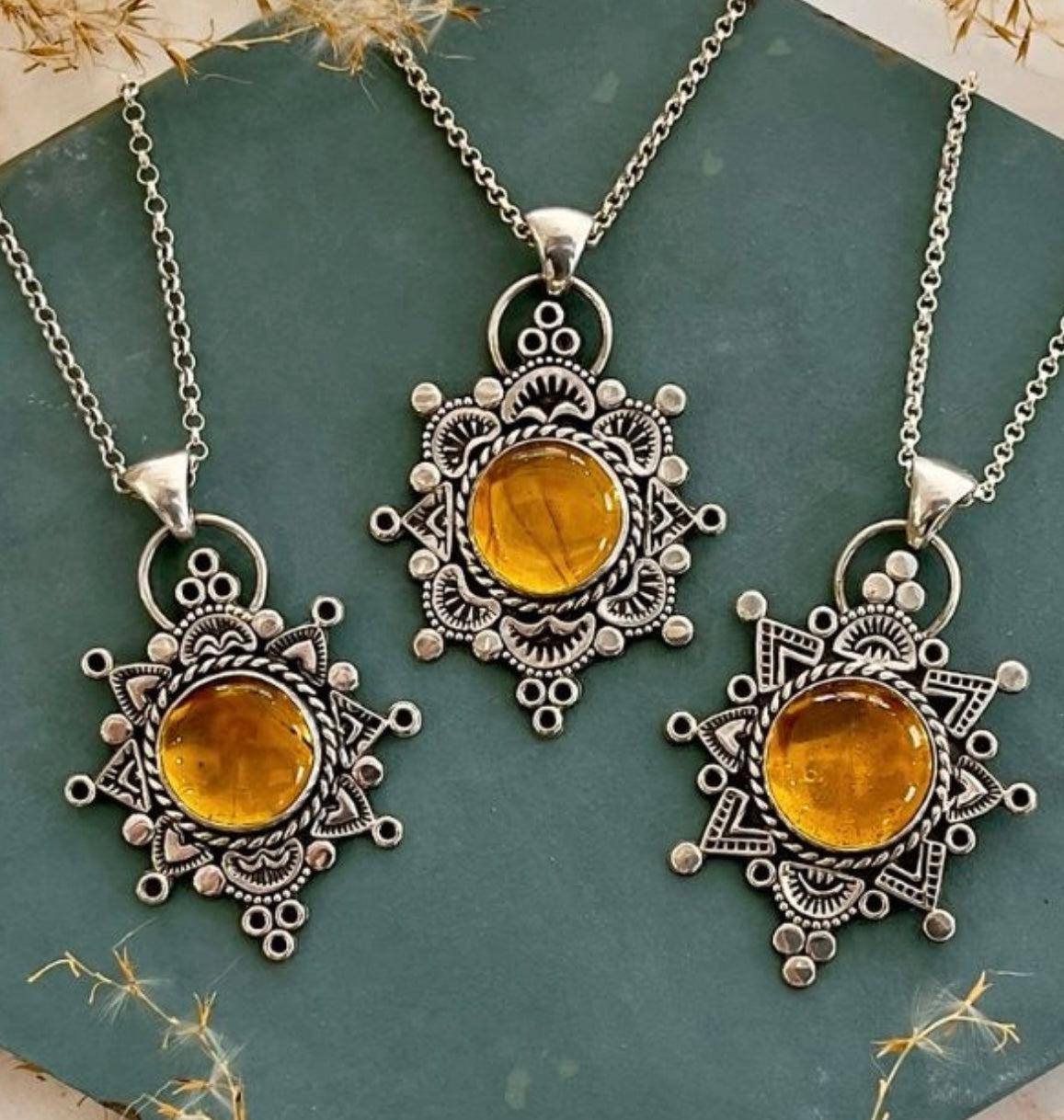 Amber Mandala Necklace