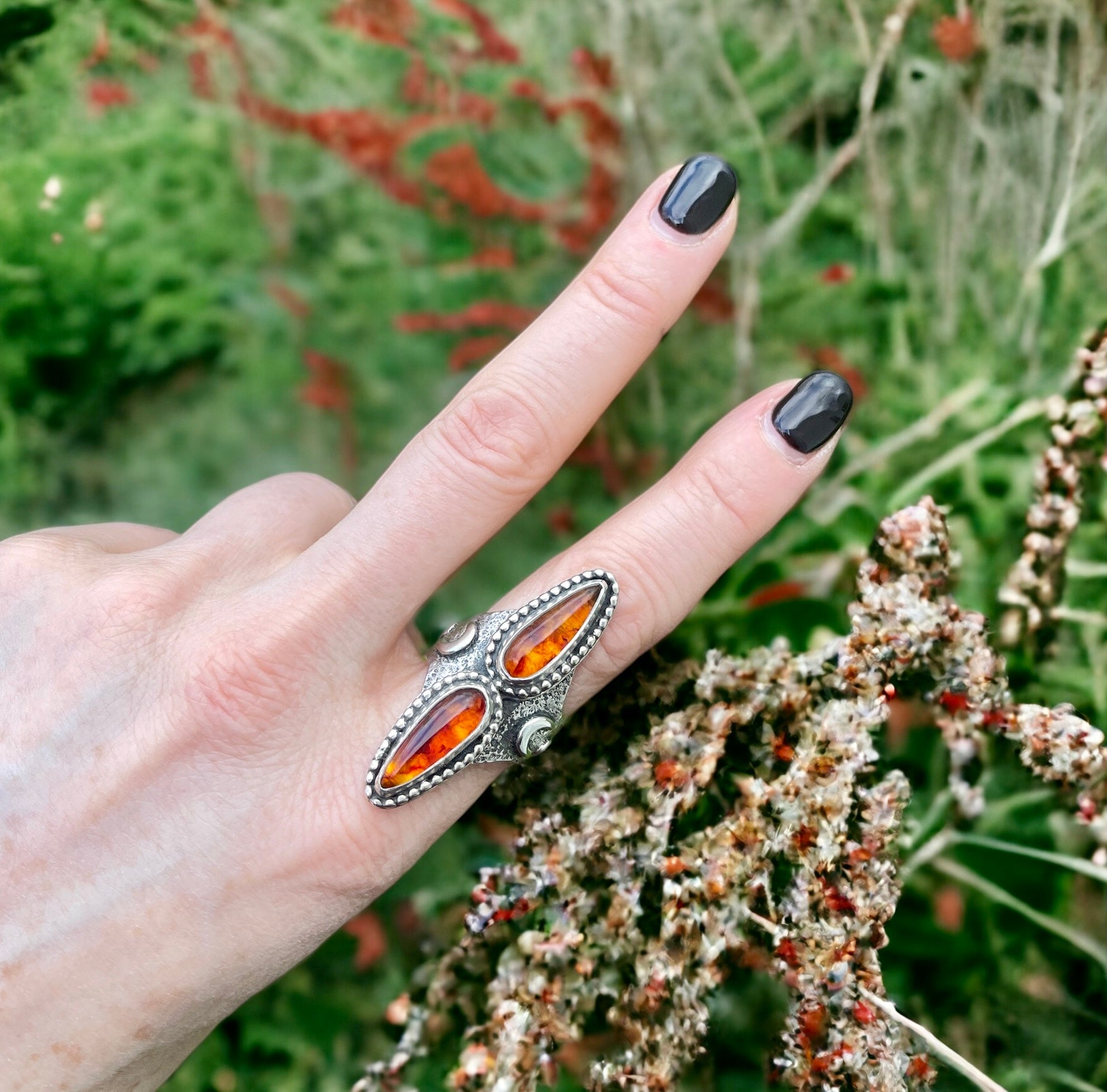 Amber Moon Warrior Ring Size 9-9.25