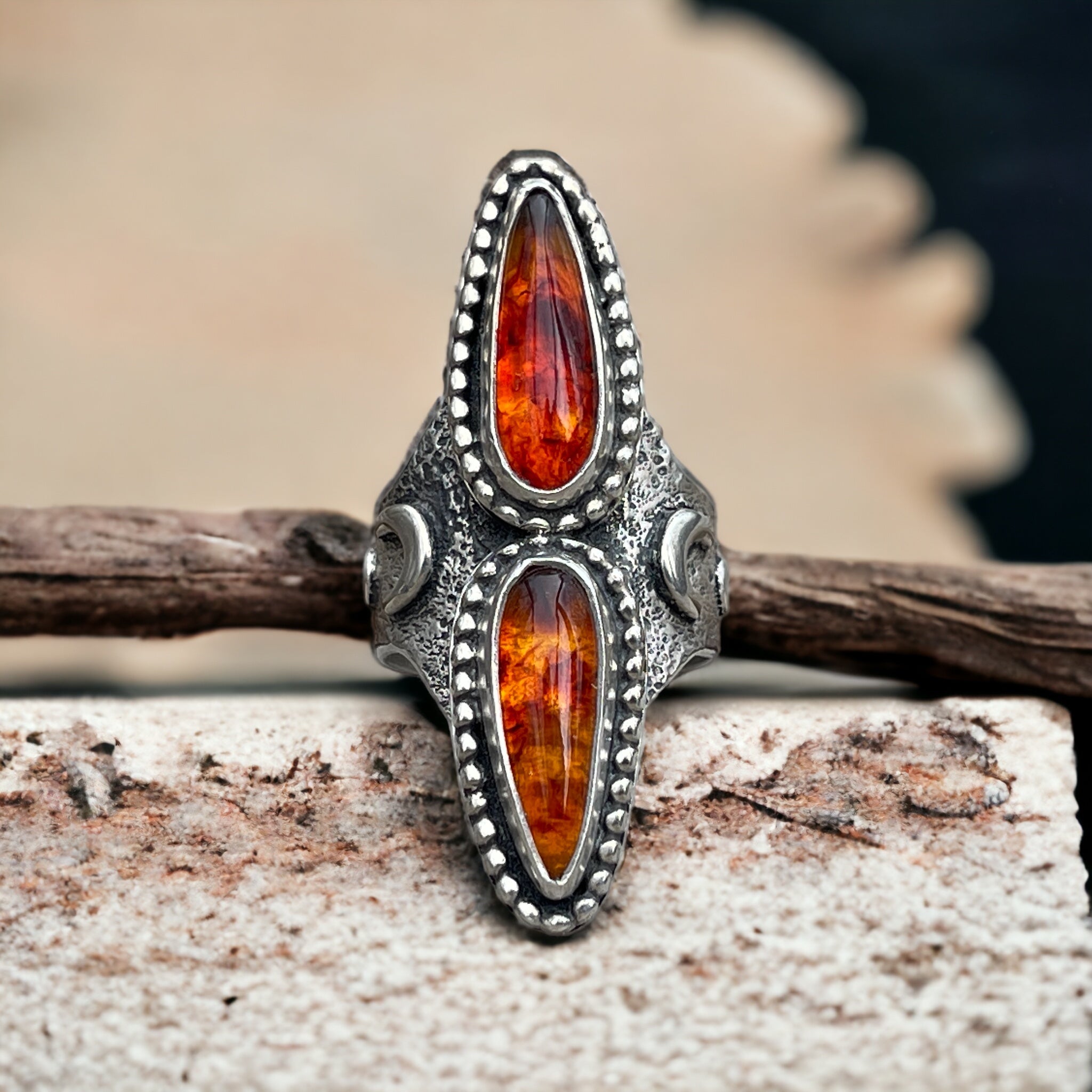 Amber Moon Warrior Ring Size 9-9.25