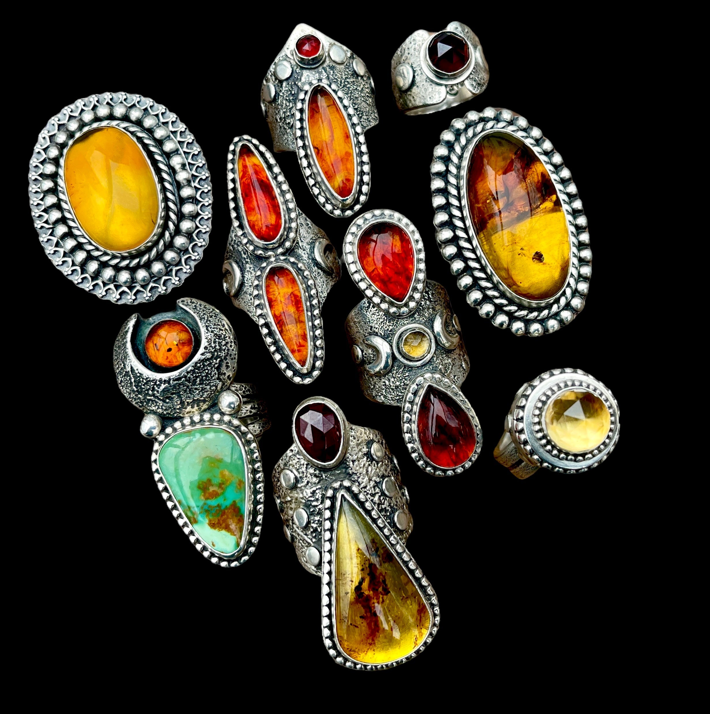 Amber Moon Warrior Ring Size 9-9.25