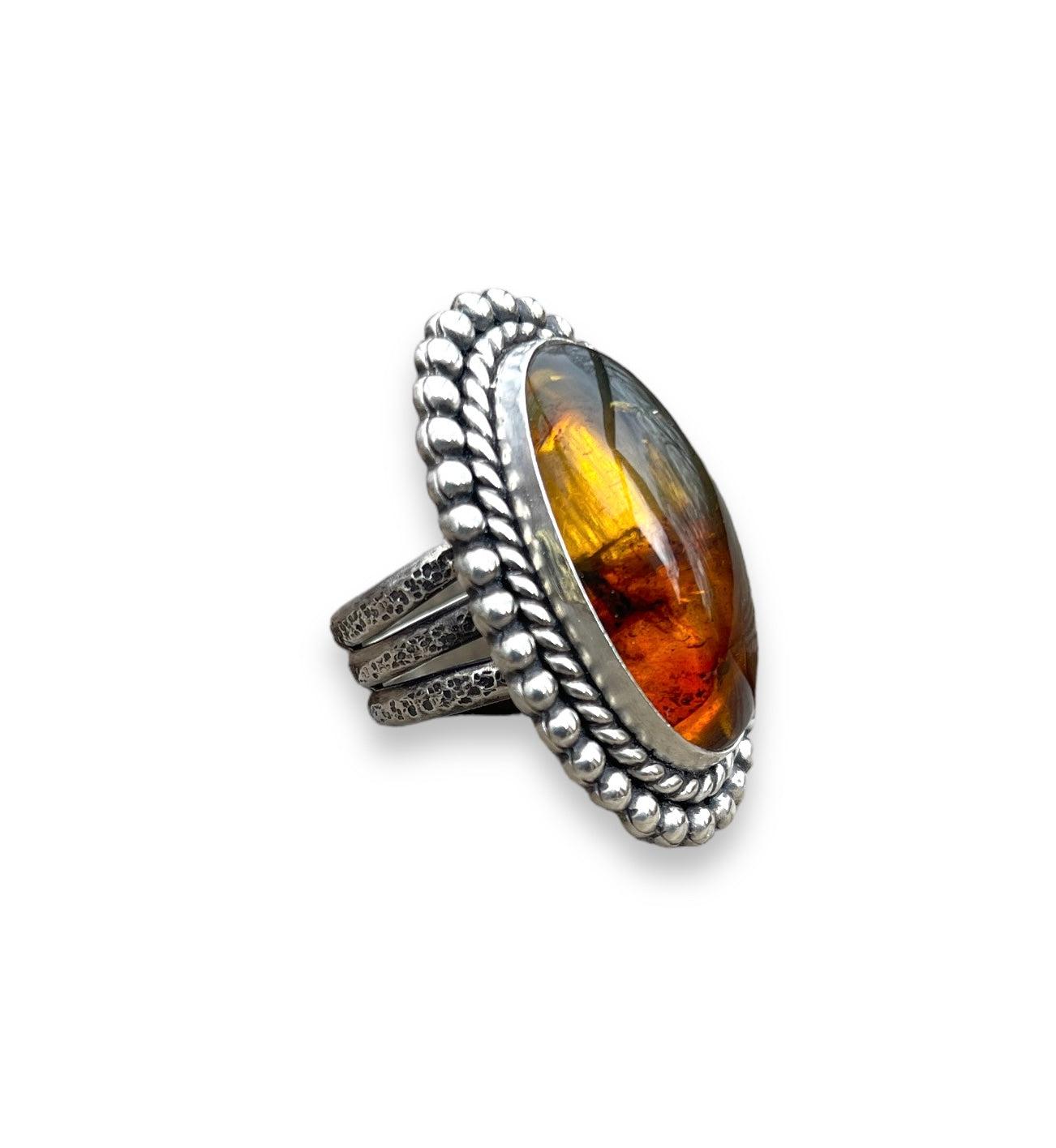 Amber Statement Ring Size 8.75-9