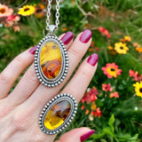 Amber Statement Ring Size 8.75-9