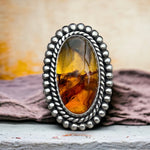 Amber Statement Ring Size 8.75-9