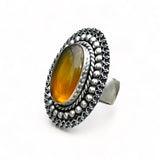 Amber Sunburst Ring Size 7.5