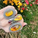 Amber Sunburst Ring Size 7.5