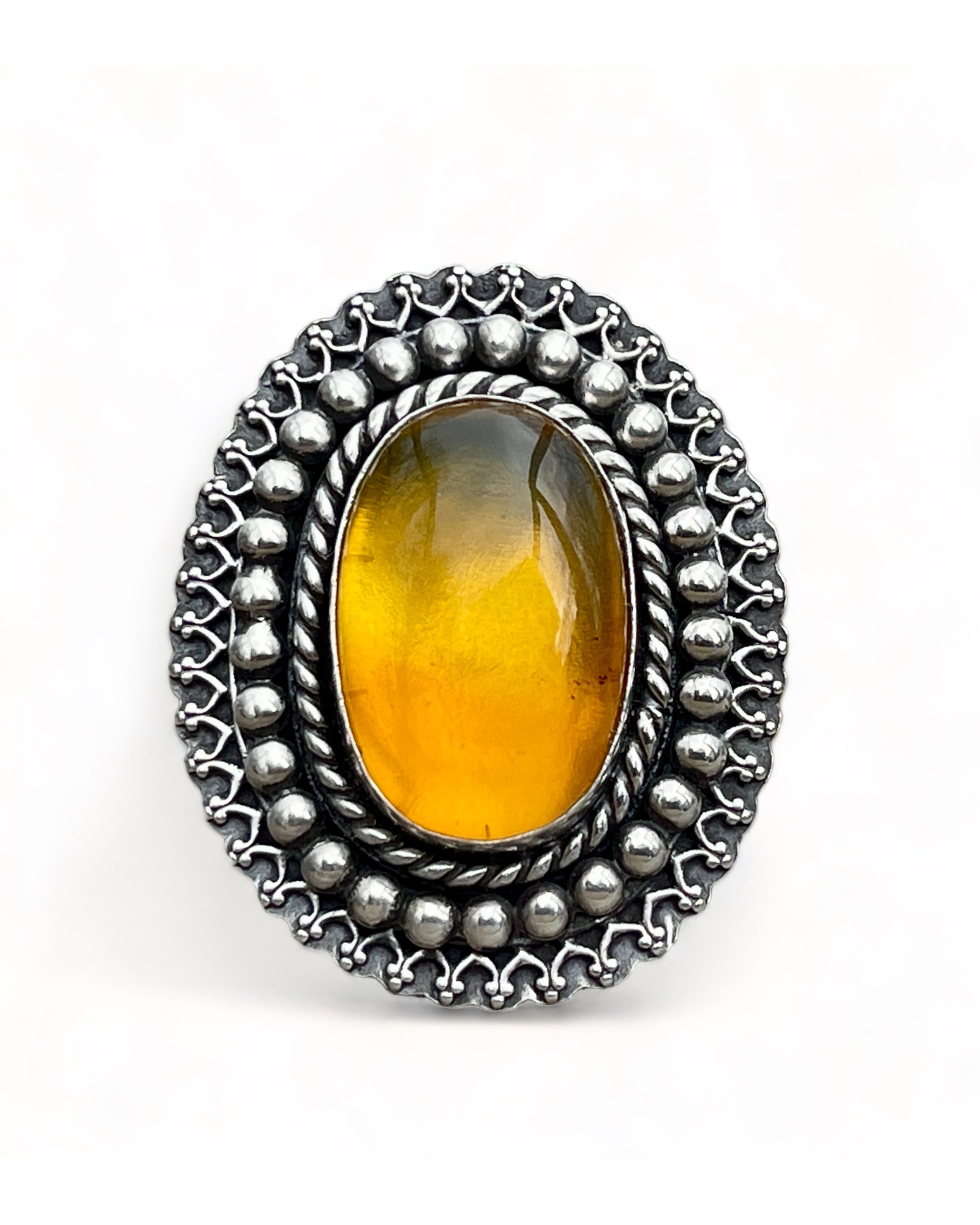 Amber Sunburst Ring Size 7.5