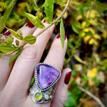 Amethyst + Peridot Ring Size 8.5
