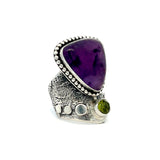 Amethyst + Peridot Ring Size 8.5