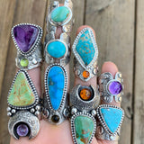 Amethyst + Peridot Ring Size 8.5