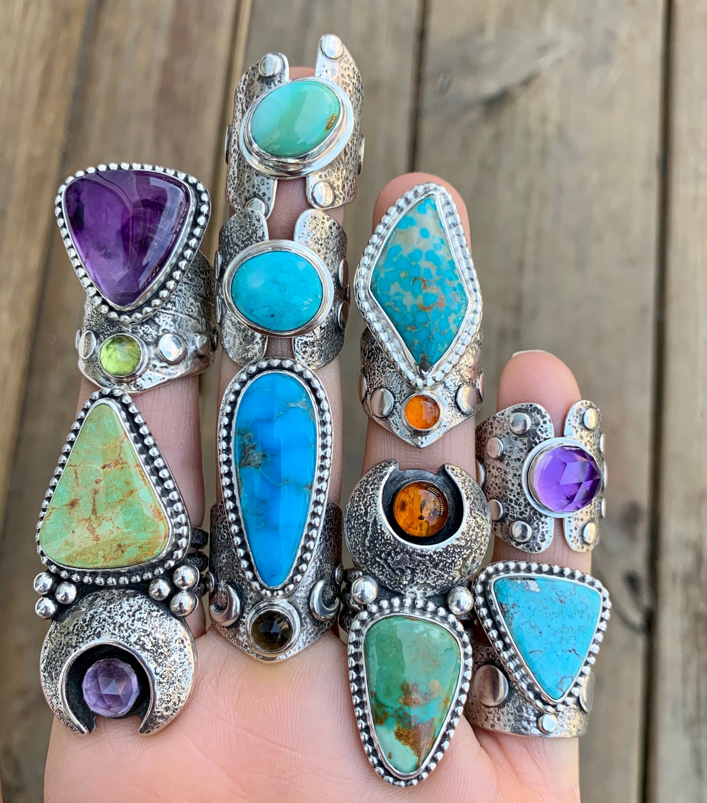 Amethyst + Peridot Ring Size 8.5