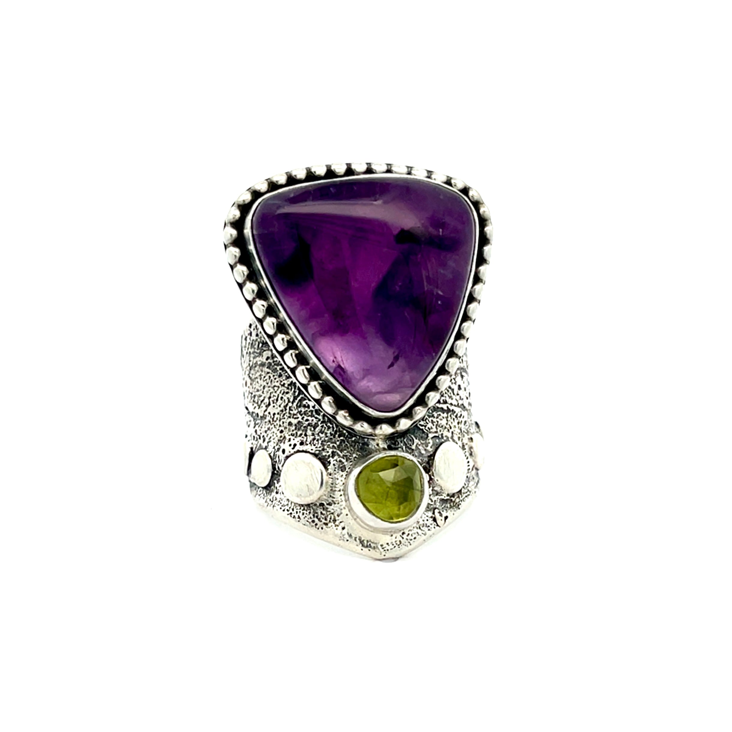 Amethyst + Peridot Ring Size 8.5