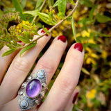 Amethyst Shield Ring Size 9.5