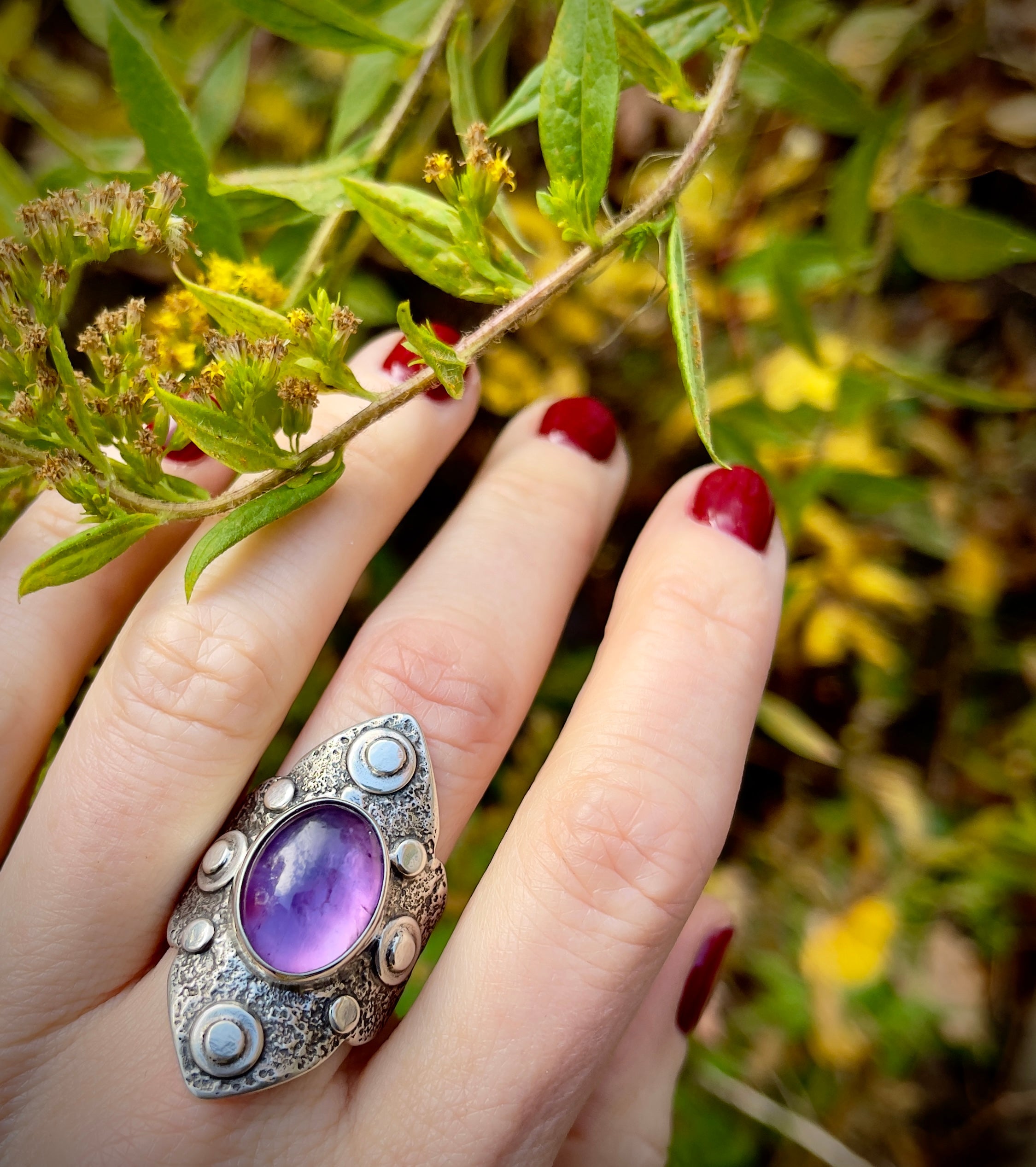 Amethyst Shield Ring Size 9.5