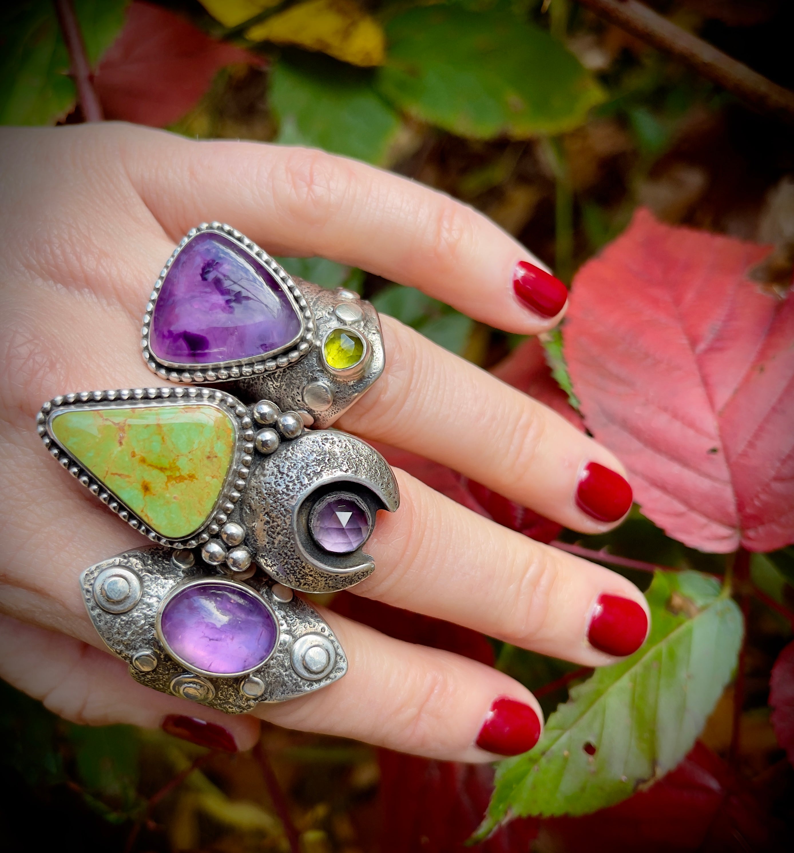 Amethyst Shield Ring Size 9.5