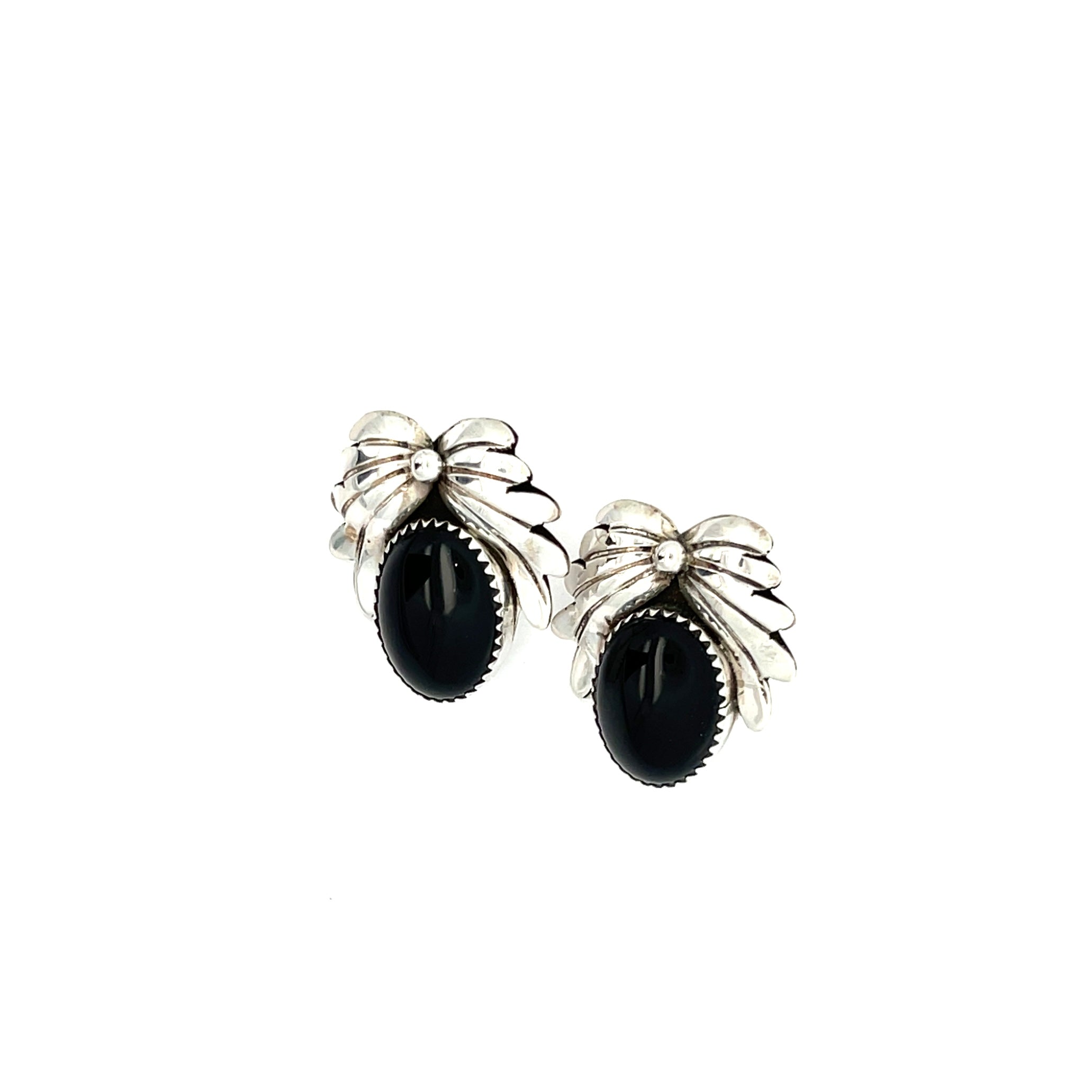 Black Onyx Leaf Earrings