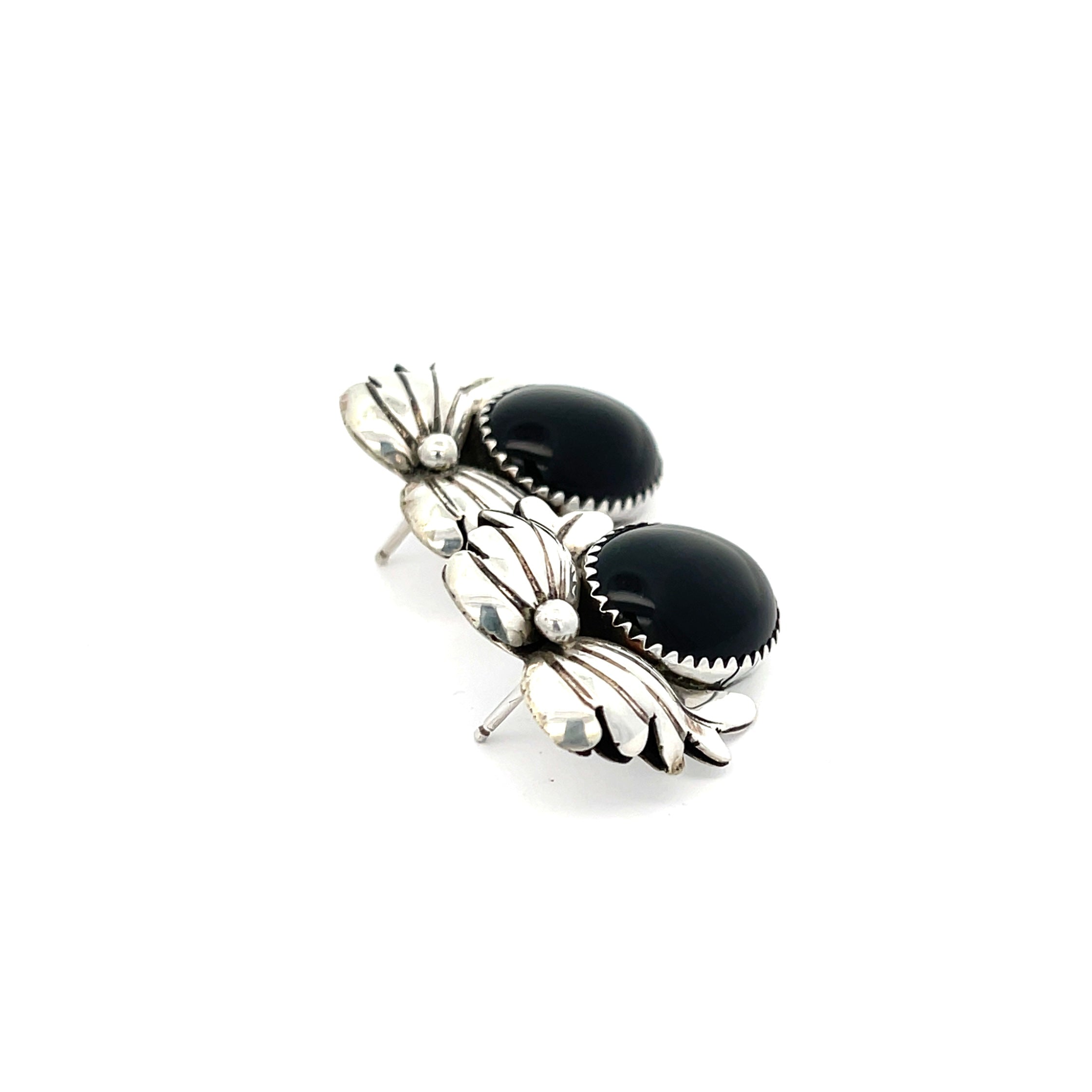 Black Onyx Leaf Earrings