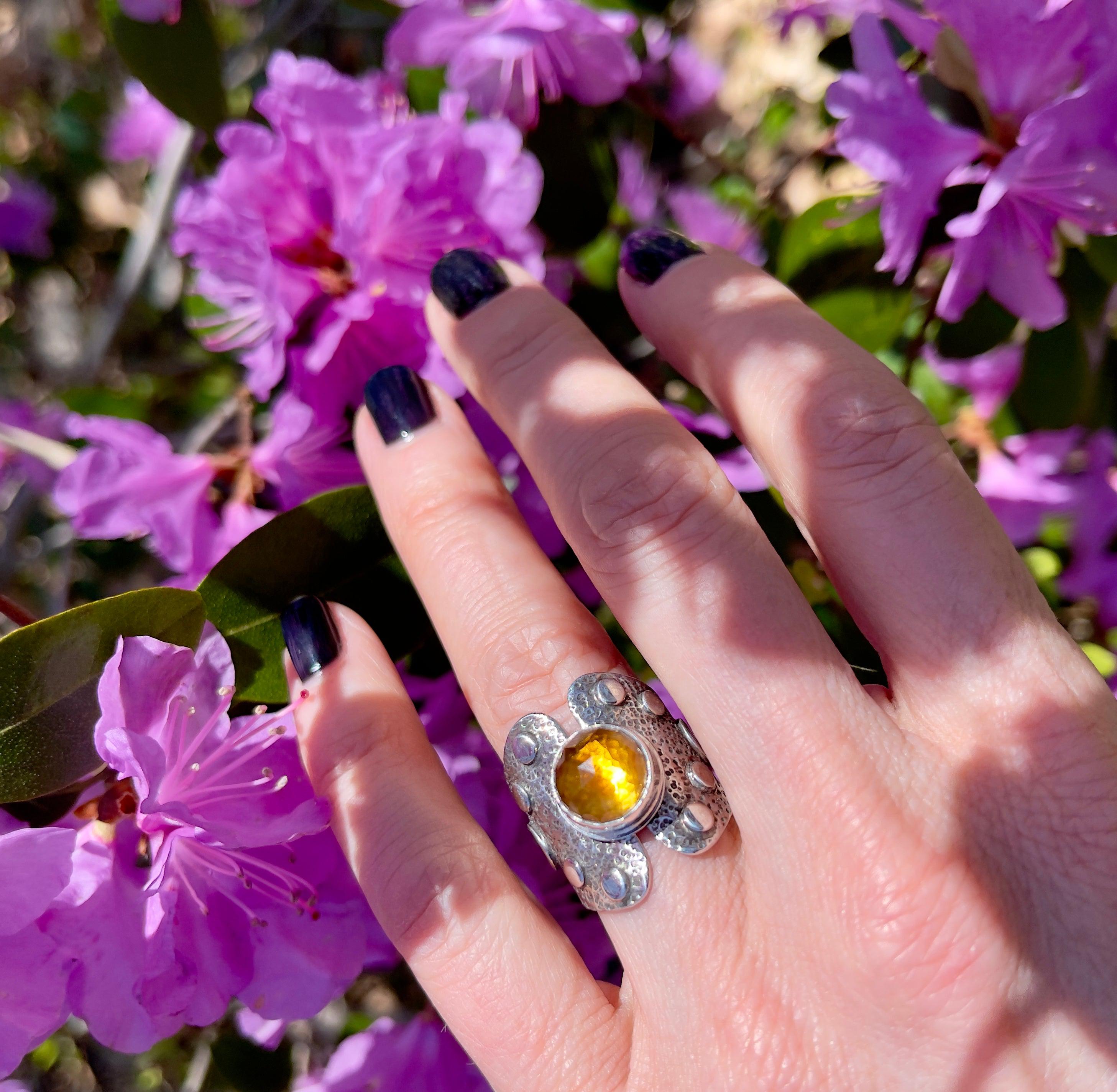 Citrine Armor Ring Size 7.25