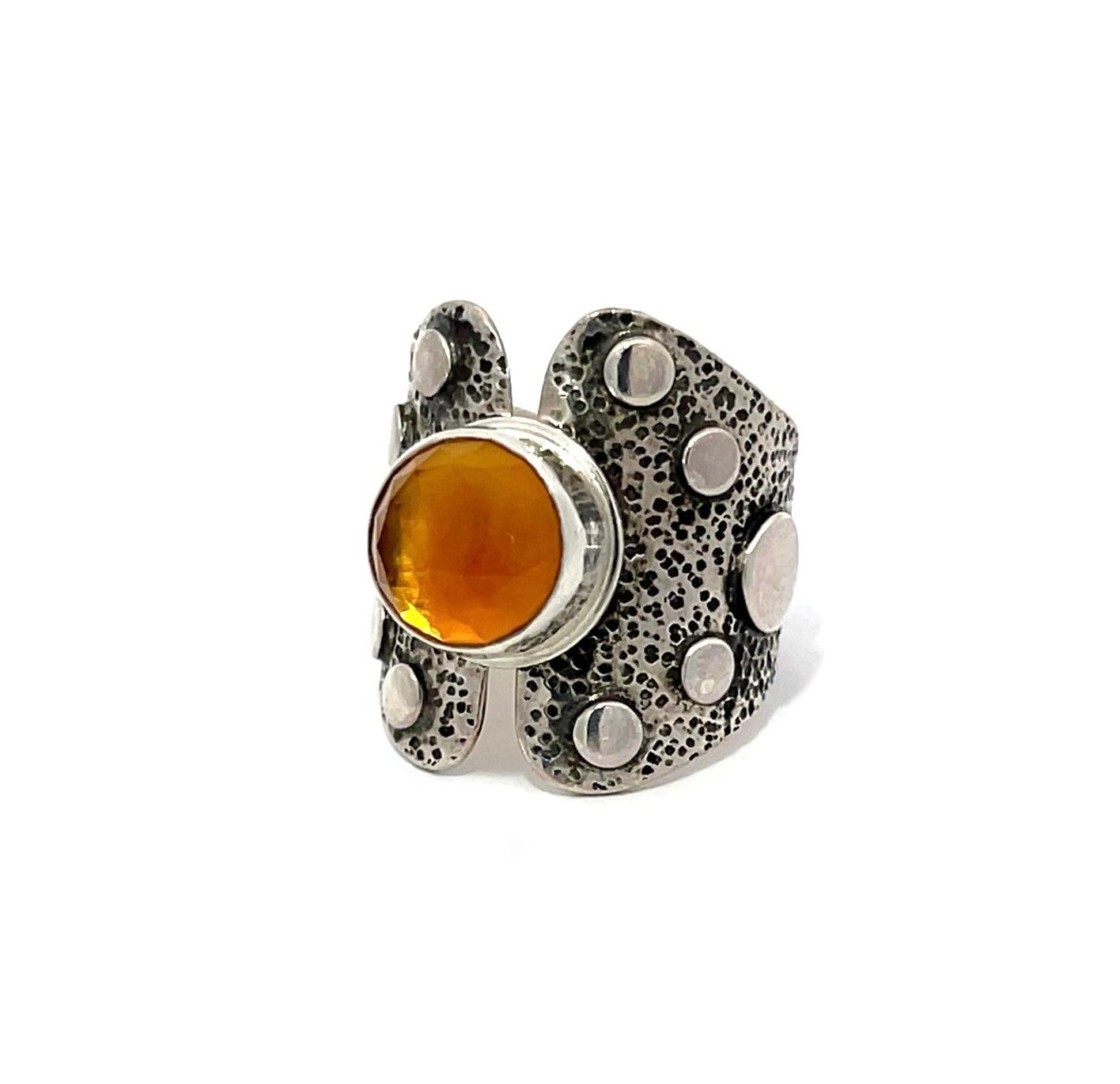 Citrine Armor Ring Size 7.25